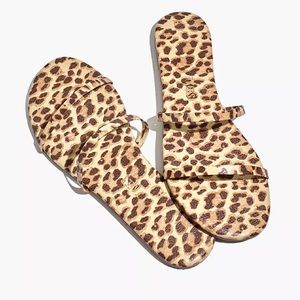 New Tkees x Madewell Gemma leather leopard print sandals Size 7